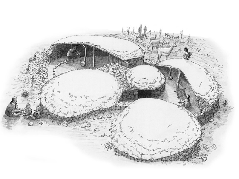 Formative period village (Cardonal, Cajon Valley), artist reconstruction